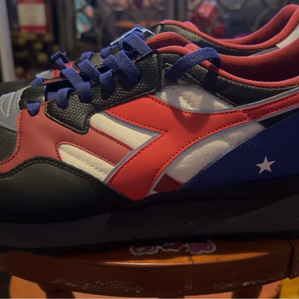 Diadora N.9002 Red, Black, and Blue Sneakers - Picture 3 of 8